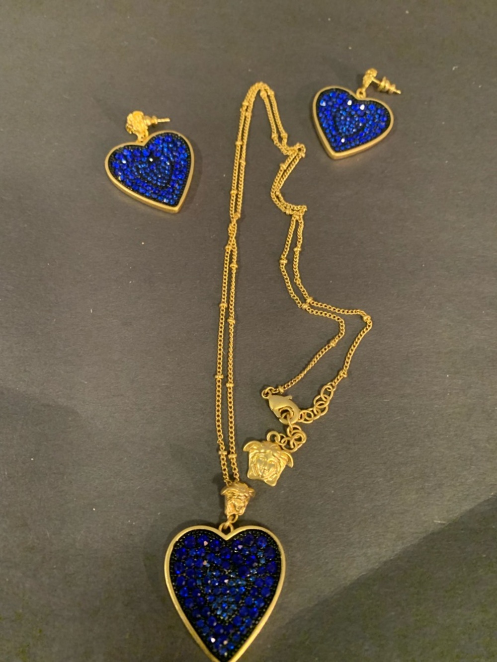 Gold and Blue Heart Jewelry Set